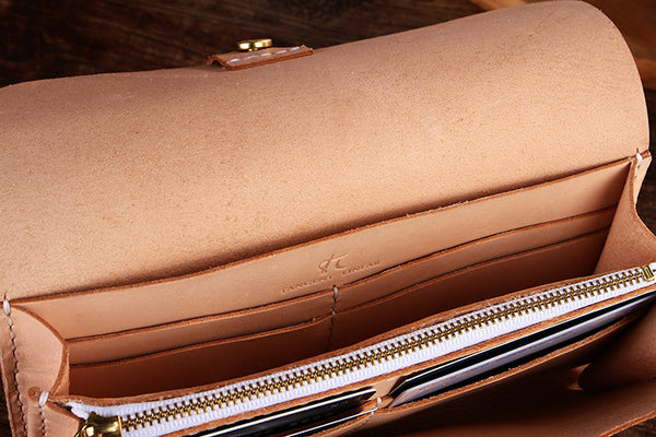 【切線派】牛革手作り手縫い収納オルガン長財布006001