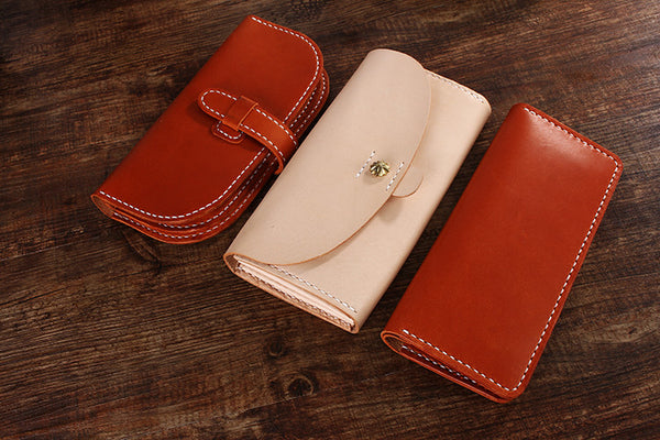 【切線派】牛革手作り手縫い収納オルガン長財布006001